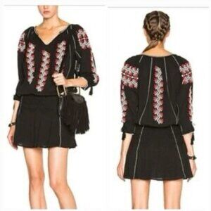 ULLA JOHNSON Samari Embroidered Mini Dress - Size 6